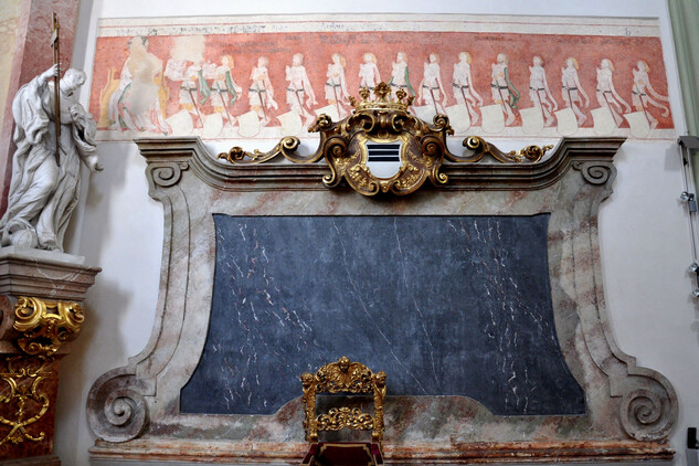 Epitafní nástěnná malba v konventním kostele ve Žďáru nad Sázavou