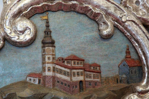 Jilemnice, kostel sv. Alžběty, detail dřevořezu „Křest etiopského dvořana“, polovina 18. století | © NPÚ, ÚOP v Liberci