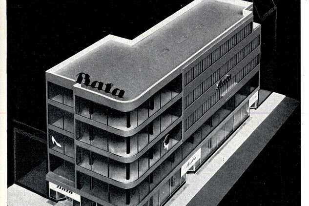 Josef Stalmach – Jan Svoboda, model obchodního domu Baťa v Moravské Ostravě, 1930 (reprodukce).
