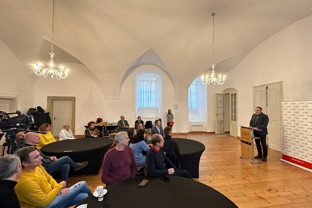 Petr Fedor, vedoucí odbotu kultury a památkové péče Jihomoravkého kraje na zahájení projektu obnovy SZ Valtice – Západní předzámčí